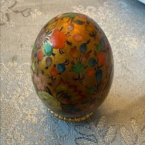 Hand-Painted Floral Decorative Egg